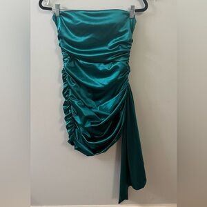 Windsor Teal Ruched Strapless Dress